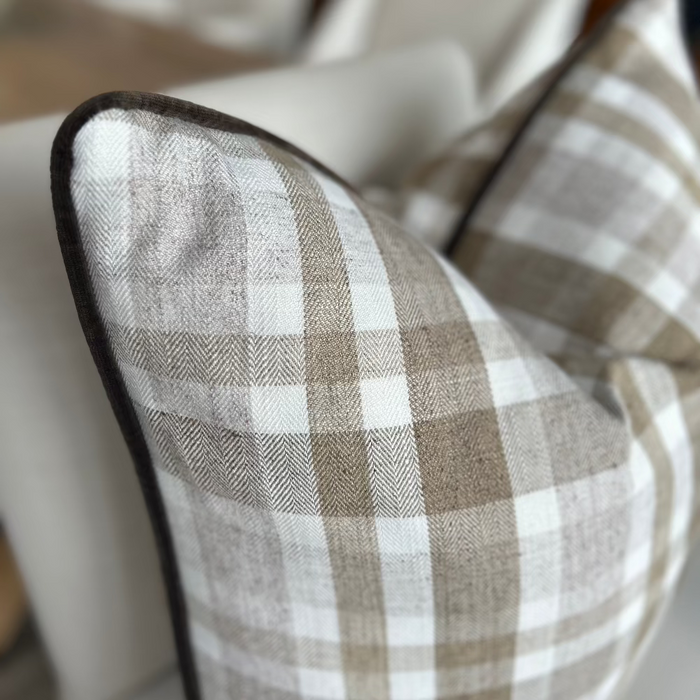 Beige Checked - Scatter Cushion