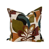 Decorative pillow with a Tree Abstractpattern in earthy tones on a white background
