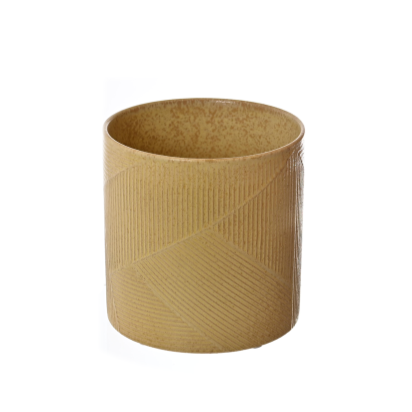 Ceramic Planter with Lines Mustard