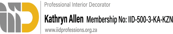 Official African Institute of the Interior Design Professions professional decorator validation badge for Urban Yuppi studio director Kathryn Allen in KwaZulu-Natal.