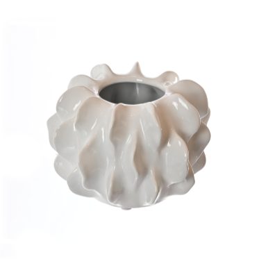 Gloss White Ceramic Wave Planter & Sculptural Vase