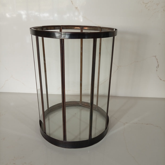 Metal & Glass Cylinder Tabletop Candle Lantern