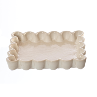 ceramic tray with wavy edge on a white background